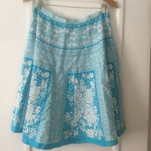 I.C.E. Blue and White Gypsy Flowered Skirt